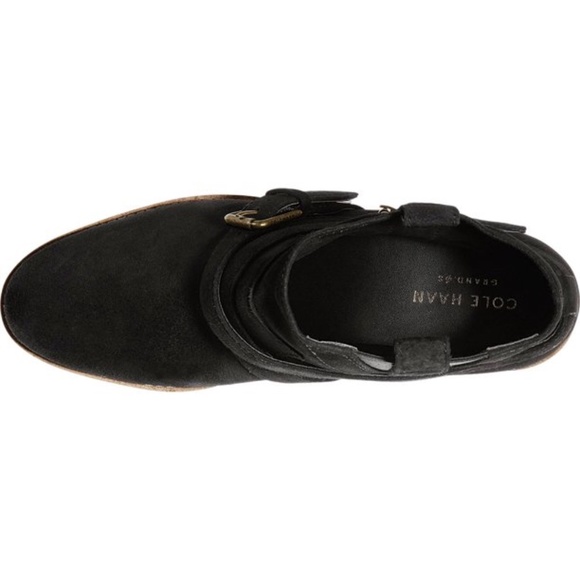 Cole Haan Jensynn Ankle Boots Black Suede Fashion Booties Block Heel Booties 6.5 - Picture 9 of 15